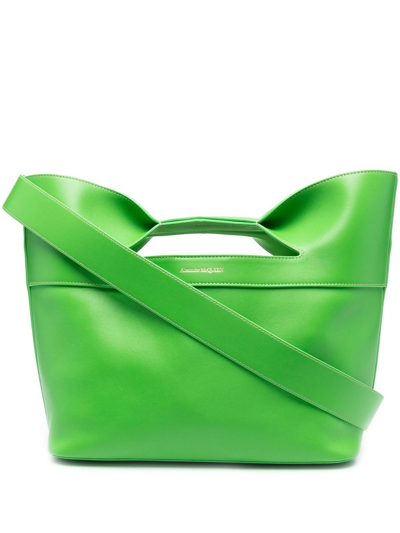 Alexander Mcqueen Bow Small Tote Bag In Green