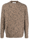 Laneus Speckled Intarsia-knit Jumper In Brown