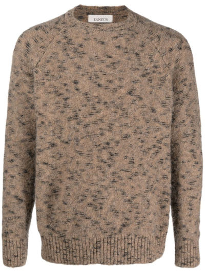 Laneus Speckled Intarsia-knit Jumper In Beige