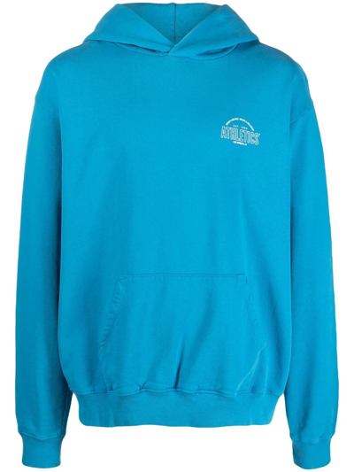 Sporty And Rich Athletics Cotton Hoodie In Blue