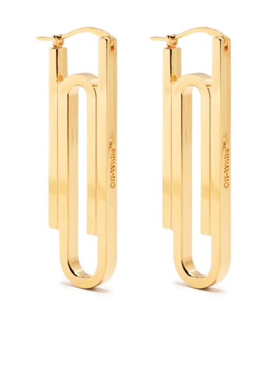 Off-white Paper Clip Drop Earrings In Gold