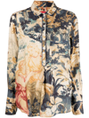 F.r.s For Restless Sleepers Pattered-jacquard Half-button Shirt In 蓝色