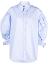 Simone Rocha Masculine Shirt With Rolled Up Signature Sleeve In 蓝色