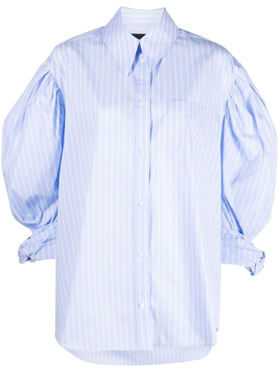 Simone Rocha Masculine Shirt With Rolled Up Signature Sleeve In Blue