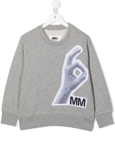 Mm6 Maison Margiela Cotton Graphic-print Sweatshirt In 灰色