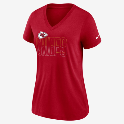 Nike Women's Lockup Split (nfl Kansas City Chiefs) Mid V-neck T-shirt In Red