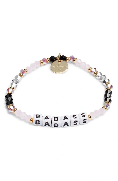 Little Words Project Badass Beaded Stretch Bracelet In Pink/ Black/ White