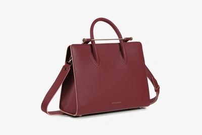 Strathberry Top Handle Leather Tote Bag In Burgundy / Pink