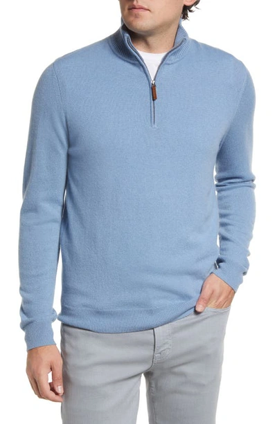 Nordstrom Cashmere Quarter Zip Pullover Sweater In Blue Riviera