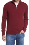 Nordstrom Cashmere Quarter Zip Pullover Sweater In Burgundy Brick