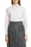 Thom Browne Embroidered Round Collar Button Down Shirt In Light Pink