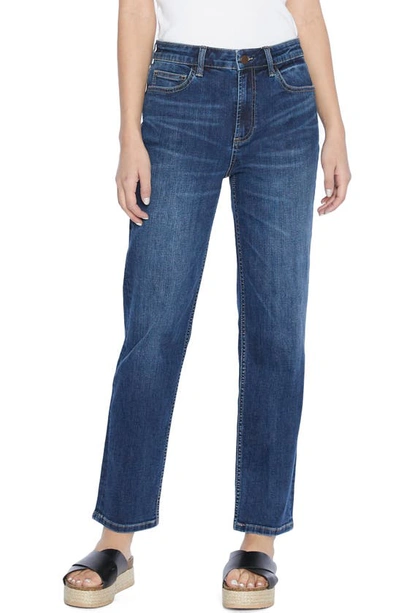 Hint Of Blu Clever High Waist Slim Straight Leg Jeans In Ava Blue