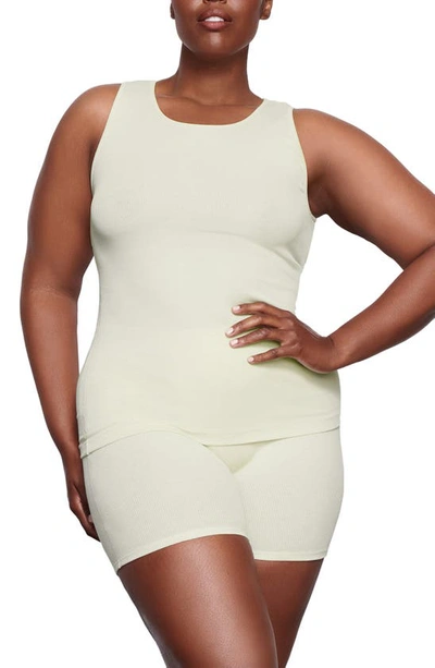 Skims Rib Stretch Cotton Long Tank In Bone