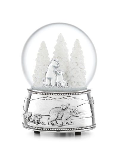Reed & Barton North Pole Bound Polar Bear And Cubs Musical Snow Globe