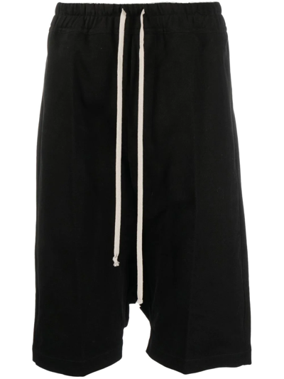 Rick Owens Riks Pods Dropped-crotch Shorts In Black