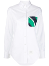 Thom Browne Oxford Stripe Pocket Button-down Shirt In White