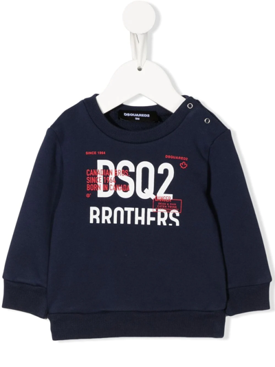 Dsquared2 Babies' Logo-print Long-sleeve Sweatshirt In Cyan Blue