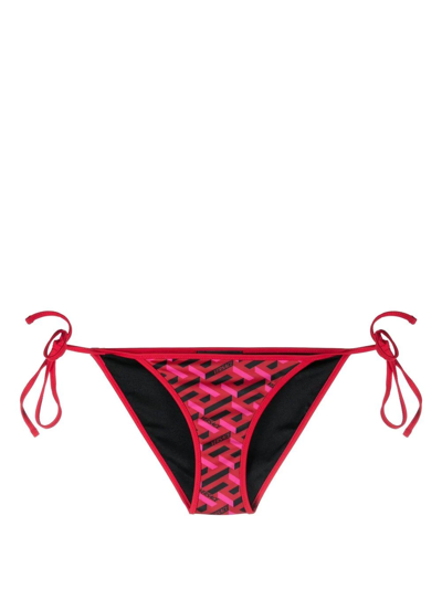 Versace Graphic-print Bikini Bottoms In Rot