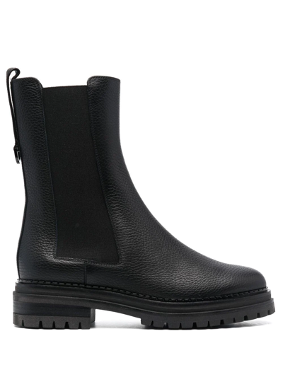 Sergio Rossi Elasticated Leather Boots In Black