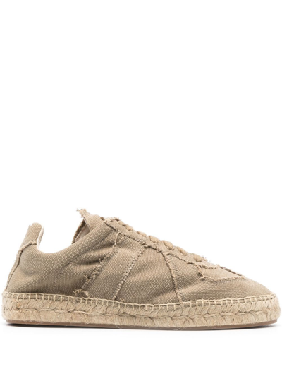 Maison Margiela Raw-cut Espadrille Sole Sneakers In Braun