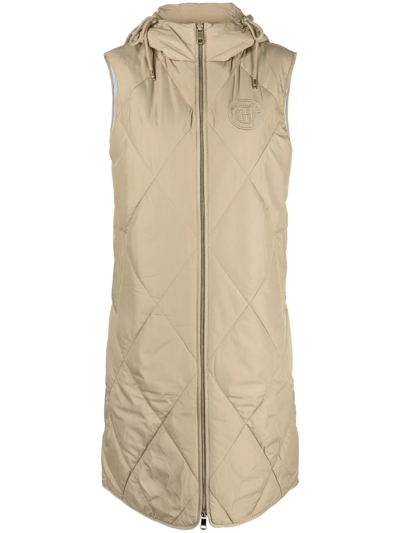 Tommy Hilfiger Sorona Quilted Long Vest In Nude