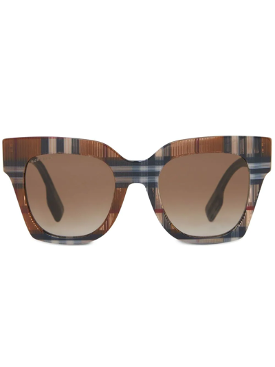 Burberry Check Square-frame Sunglasses In Brown