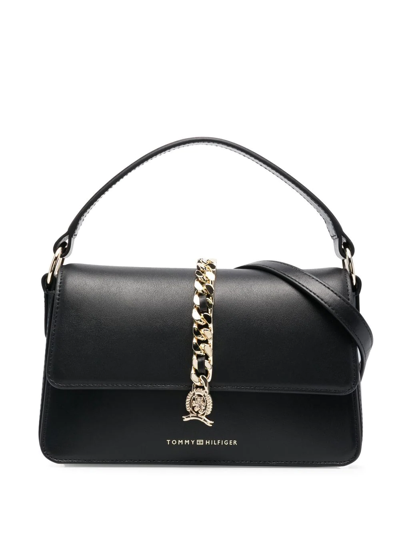 Tommy Hilfiger Chain-detail Leather Tote Bag In Schwarz