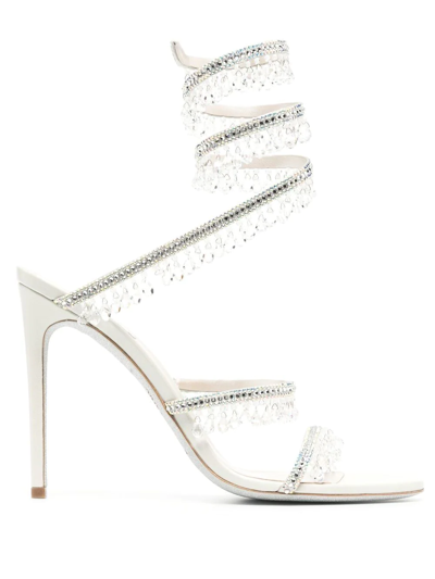 René Caovilla Chandelier 105mm Crystal-embellished Sandals In Gray