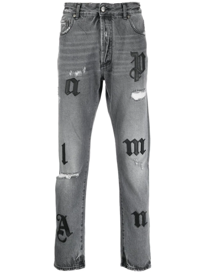 PALM ANGELS DISTRESSED STRAIGHT-LEG JEANS