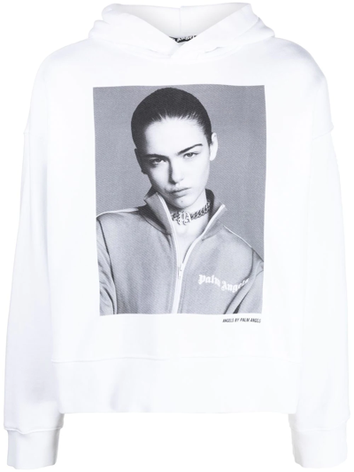Palm Angels X Sims Photograph-print Hoodie In Weiss
