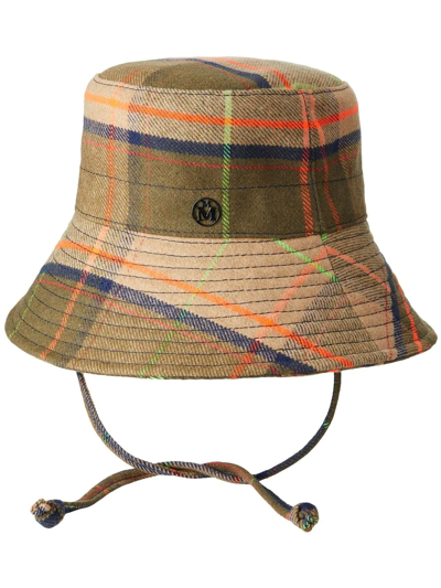 Maison Michel Angele Tartan Check Bucket Hat In Neutrals