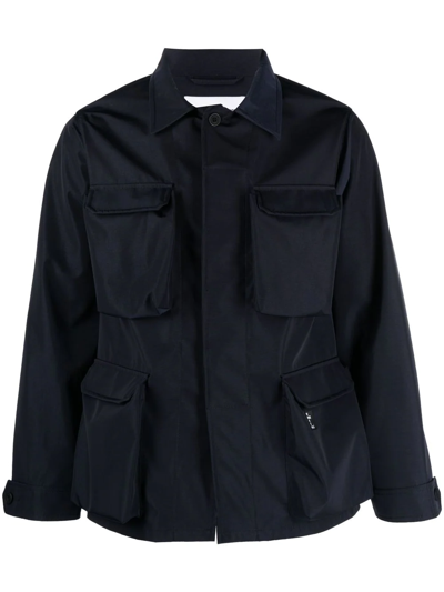 The Power For The People Navy Gil Utility Pocket Jacket In Blue
