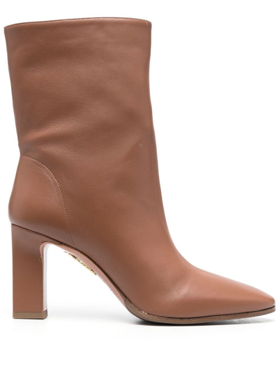 Aquazzura Manzoni 85mm Ankle Boots In Braun