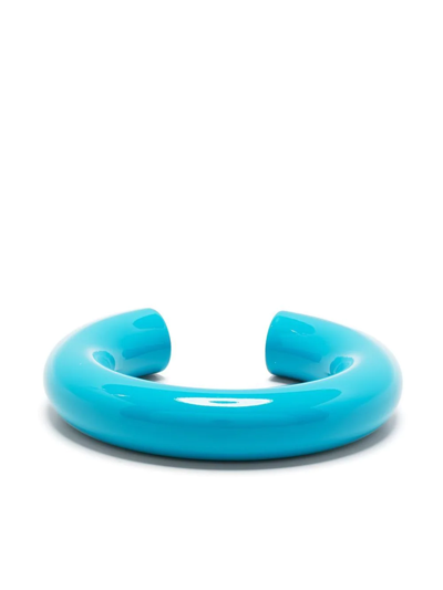 Uncommon Matters Swell Lacquered Wood Bangle In Blue