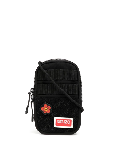 Kenzo Messenger Bag With Logo Patch In Black