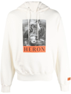 Heron Preston Heron-print Cotton Hoodie In White