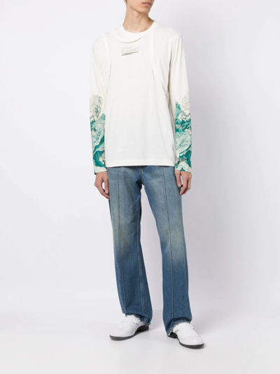 Feng Chen Wang Abstract-print Deconstructed T-shirt In White