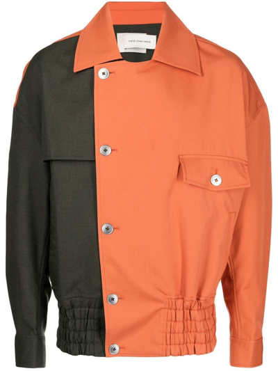 Feng Chen Wang Two-tone Buttoned Windbreaker Jacket In Orange