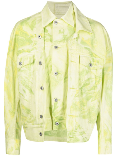 Feng Chen Wang Abstract Dream Denim Jacket In Green