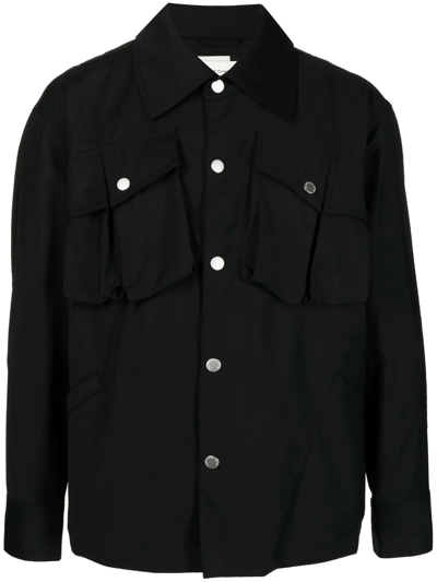 Feng Chen Wang Jade-stone Shirt Jacket In Black