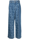 Feng Chen Wang Phoenix Denim Layered Jeans In Blue
