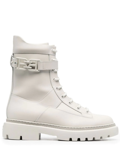 Bally Gioele Leather Ankle Boots In White