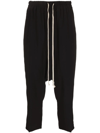 Rick Owens Drop-crotch Drawstring Cropped Trousers In Schwarz