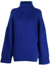 Attico Grace Ribbed-knit Turtleneck Sweater In Blau