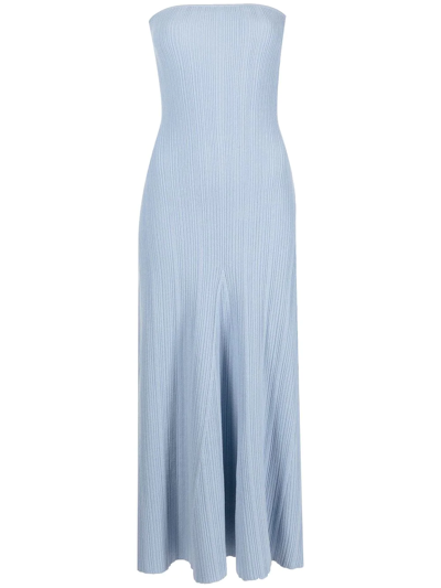 Anna Quan Camille Sleeveless Cotton-blend Knitted Midi Dress In Blue-lt