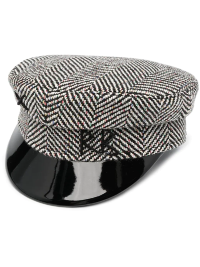 Ruslan Baginskiy Herringbone-pattern Baker Boy Cap In Black
