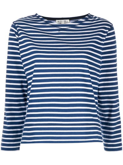 Alex Mill Beachside Striped Cotton-jersey Top In Blue