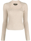 Isabel Marant Bailey Ribbed Wool And Cashmere-blend Sweater In Nude