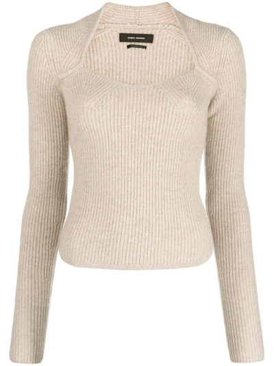 Isabel Marant Bailey Ribbed Wool And Cashmere-blend Jumper In Beige