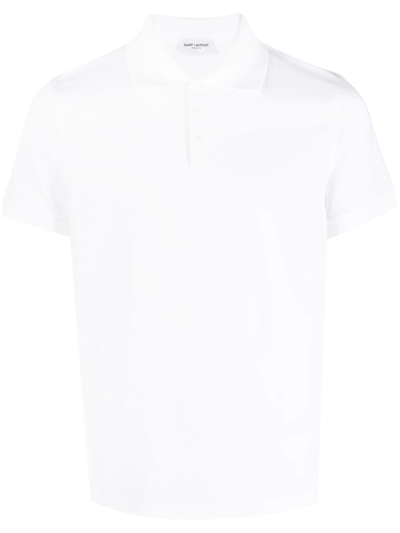 Saint Laurent Cotton Polo Shirt In White